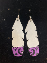 Load image into Gallery viewer, Upcycled Leather Earrings - White Base with Maori Design
