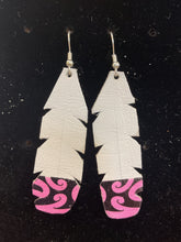 Load image into Gallery viewer, Upcycled Leather Earrings - White Base with Maori Design
