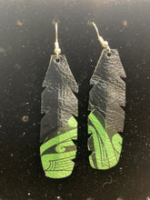 Load image into Gallery viewer, Upcycled Leather Earrings - Black Base with Maori Design
