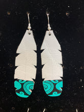 Load image into Gallery viewer, Upcycled Leather Earrings - White Base with Maori Design
