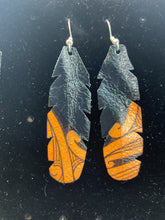 Load image into Gallery viewer, Upcycled Leather Earrings - Black Base with Maori Design
