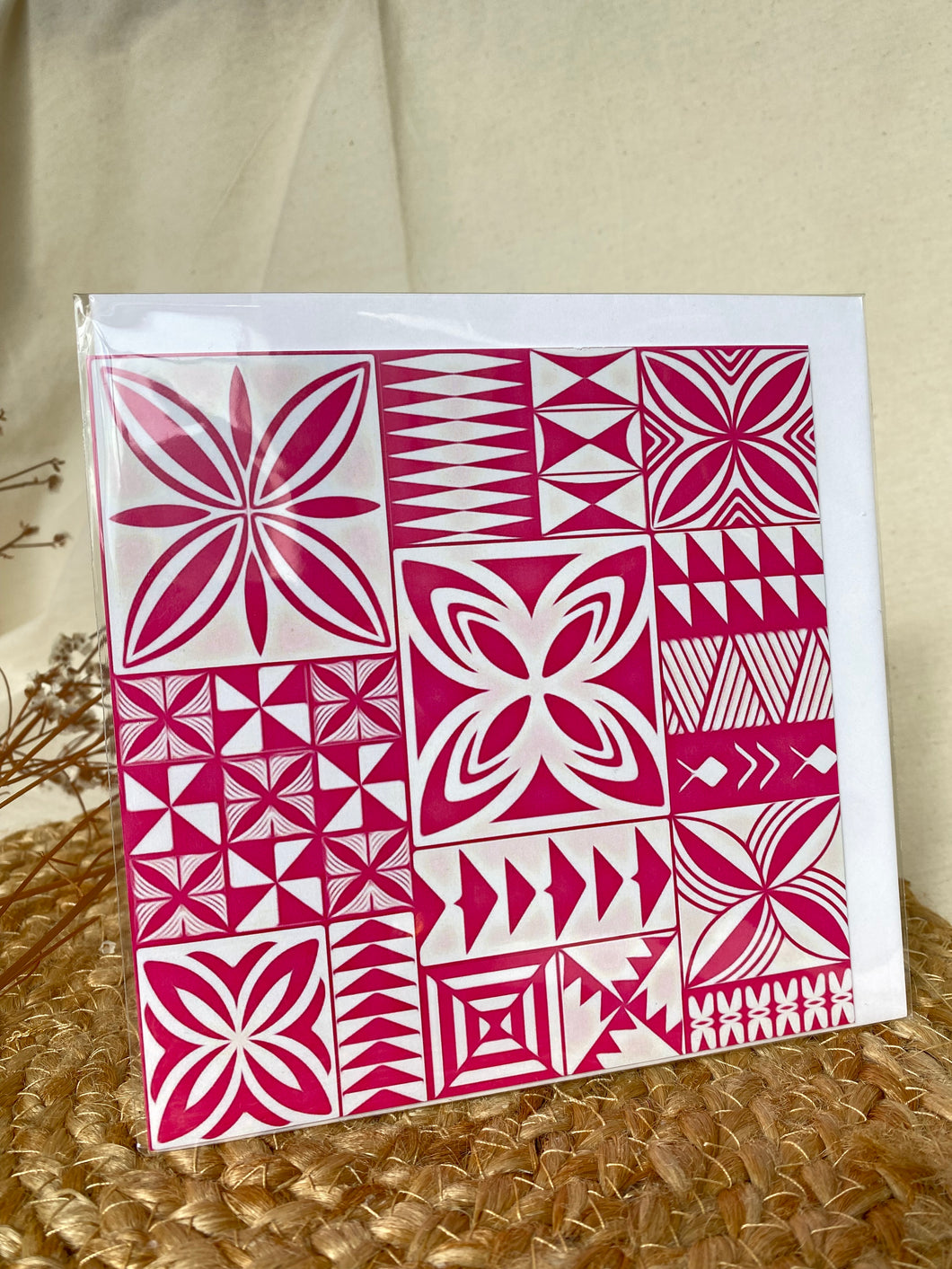 pasifika greeting cards- poly pink