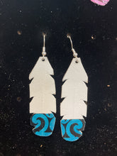 Load image into Gallery viewer, Upcycled Leather Earrings - White Base with Maori Design
