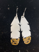 Load image into Gallery viewer, Upcycled Leather Earrings - White Base with Maori Design
