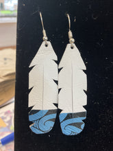 Load image into Gallery viewer, Upcycled Leather Earrings - White Base with Maori Design
