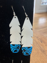 Load image into Gallery viewer, Upcycled Leather Earrings - White Base with Maori Design

