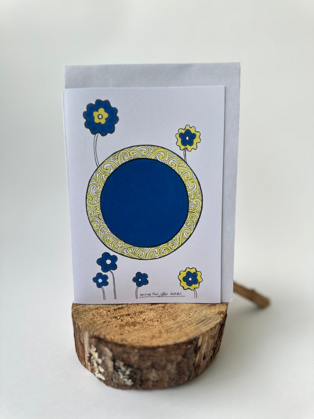 Blue+Yellow Flower print Card