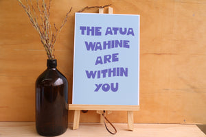 Atua Wahine Blue Art Print