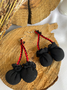 Black/ Black And Red Poi Earrings