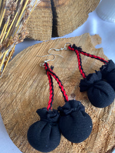 Black/ Black And Red Poi Earrings