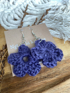 Purple Putiputi -Crochet Earrings