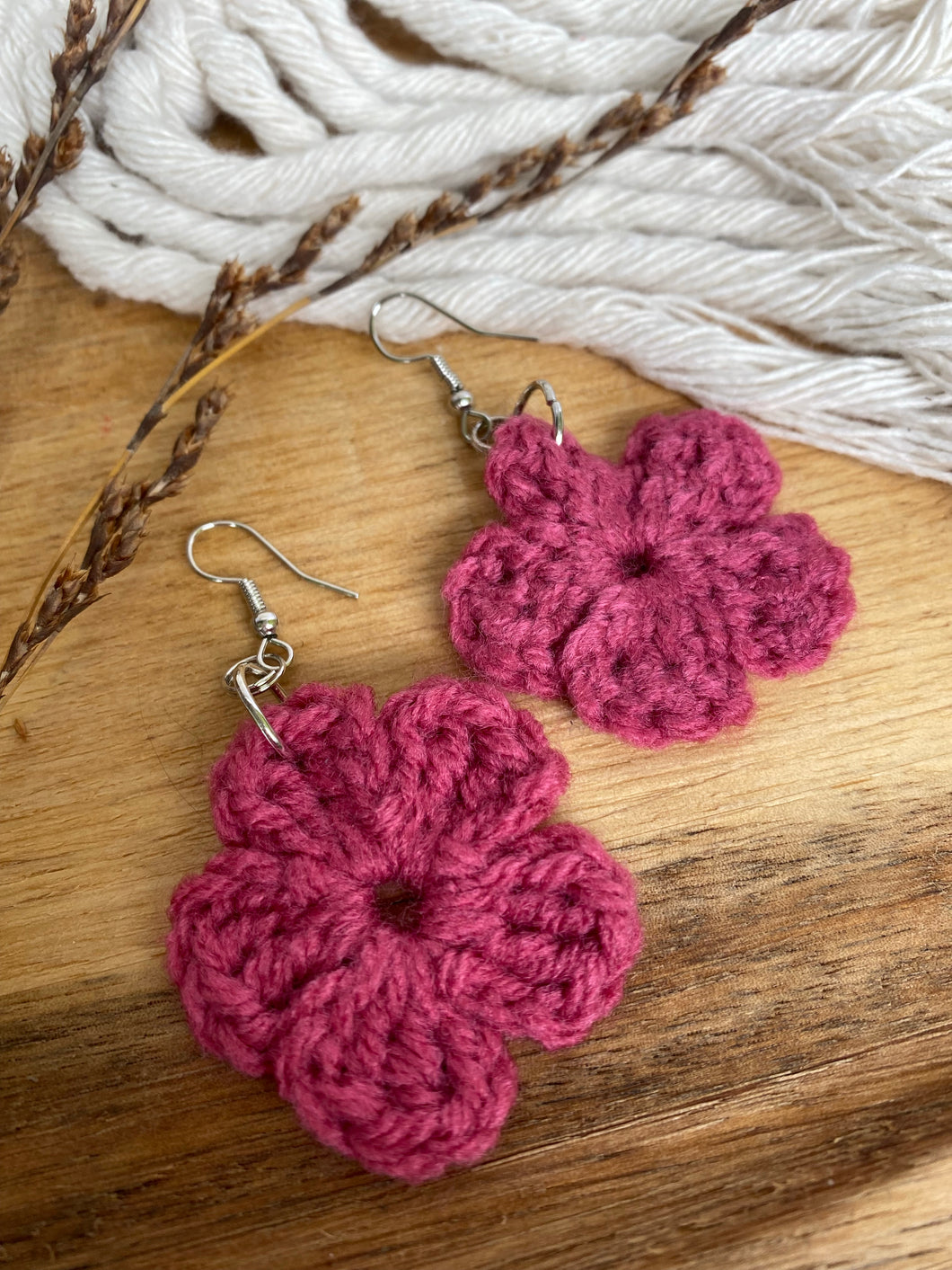 Pink Putiputi -Crochet Earrings