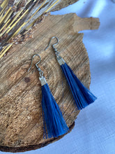 Load image into Gallery viewer, Dark Blue And Light Blue Muka Earrings

