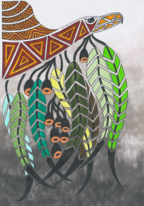ART CARD BUNJIL WITH GUM LEAVES 052